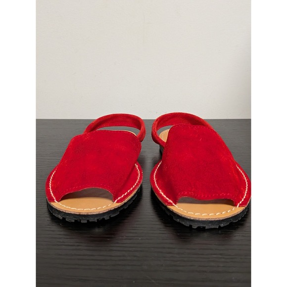Menorquina Furan Red Suede Avarca Sandals Spain Slingback Peep Toe Flats US 6.5 - Picture 8 of 9